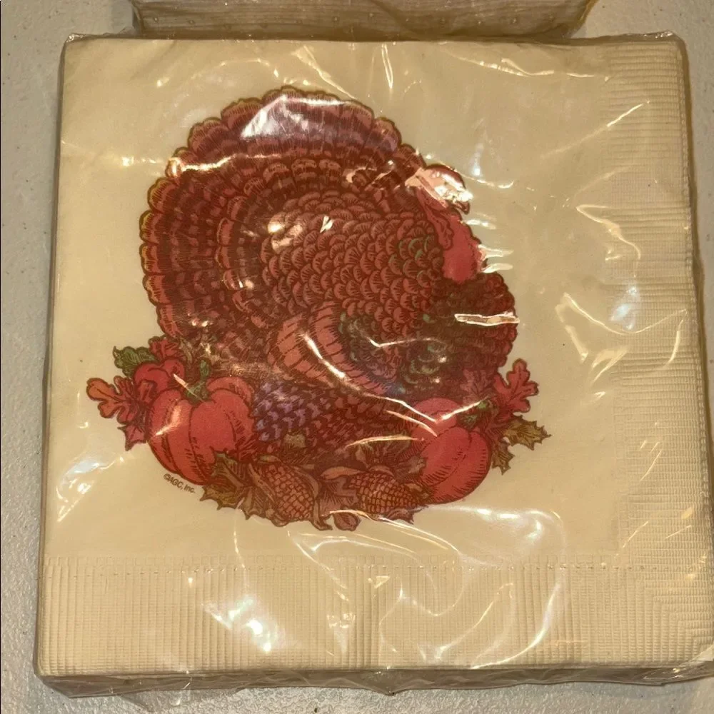 Vintage Fall Leaves and Turkey Napkins